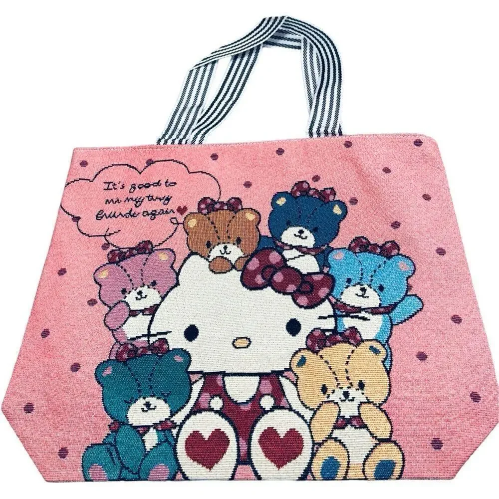 Sanrio Hello Kitty & Teddy Bears Large Zip Canvas Tote Bag